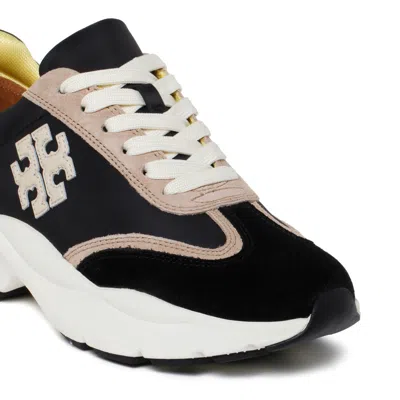 Tory Burch Black And Cream Suede Sneakers In Black
