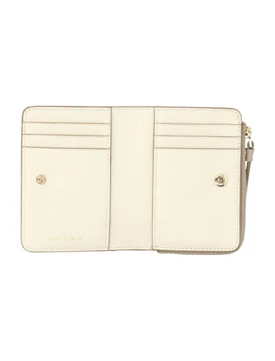 Tory Burch Mcgraw Textured Finish Bi-fold Wallet In Neutral