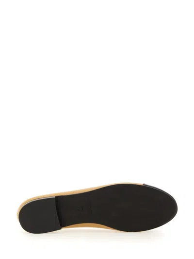 Tory Burch Ginger Shortbre Leather Flat Shoes In Brown