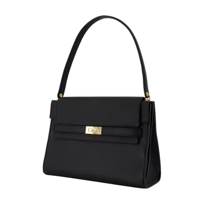 Tory Burch Lee Radziwill Large Leather Handbag In Black