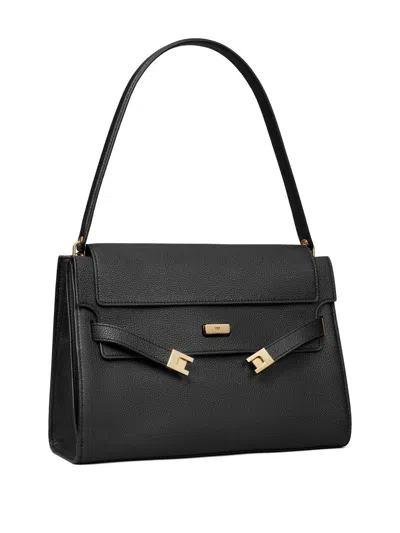 Tory Burch Lee Radziwill Large Leather Handbag In Black