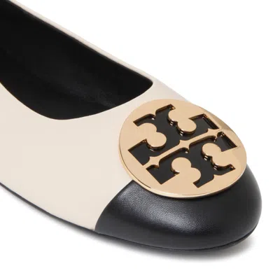 Tory Burch New Cream Leather Flat Shoes In Metallic