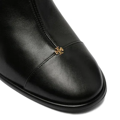 Tory Burch Leather Cap-toe Booties With Inner Zip In Black