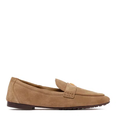 Tory Burch River Rock Suede Flat Shoes In Brown