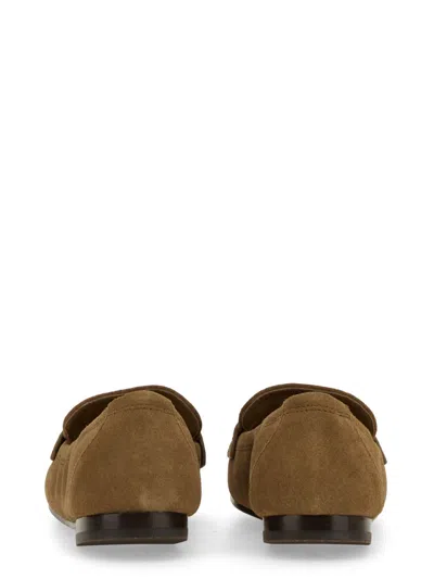 Tory Burch River Rock Suede Flat Shoes In Brown