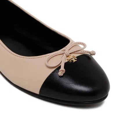 Tory Burch Cap-toe Leather Ballets In Pink