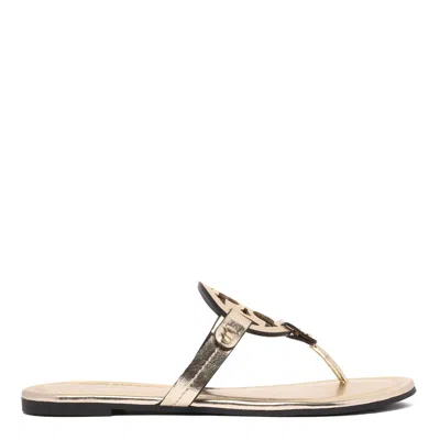 Tory Burch Miller Logo Sandals In Gold