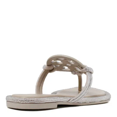 Tory Burch Stone Grey Leather Sandals In Gray
