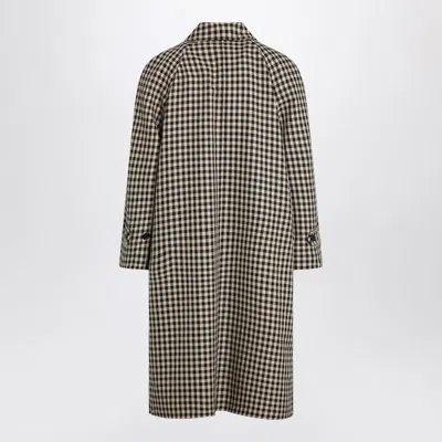 Valentino Coat With Vichy Pattern In Cotton And Wool In Black