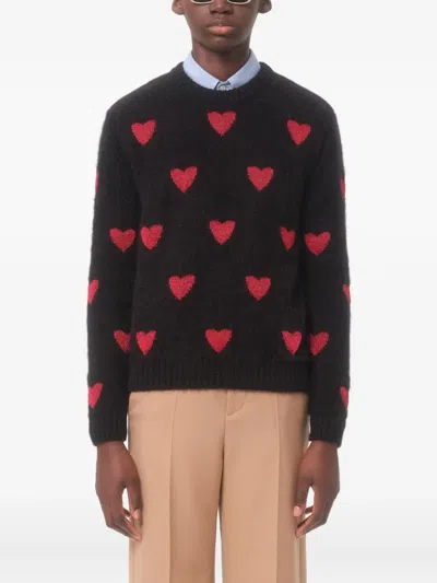 Valentino Sweater In Mixed Lana And Mohair In Black