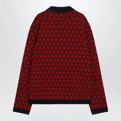 Valentino Cardigan With Toute La V Pattern In Red