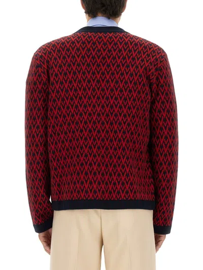Valentino Cardigan With Toute La V Pattern In Red