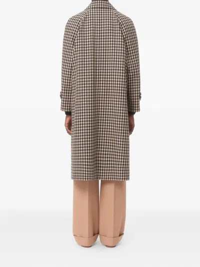 Valentino Coat With Vichy Pattern In Cotton And Wool In Black