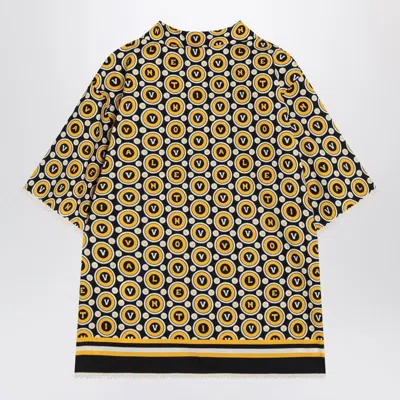 Valentino Bowling Shirt With Bulles Royales Print In Yellow