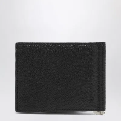 Valentino Garavani  Garavani Vlogo Signature Grainy Calfskin Bi-fold Wallet With Money Clip In Black