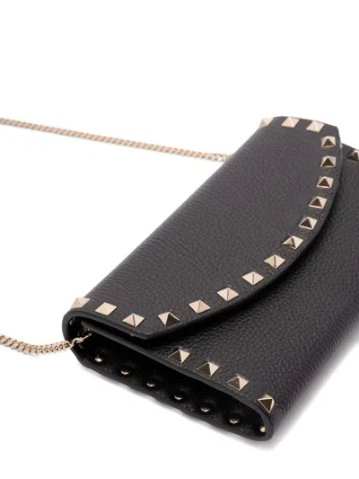 Valentino Rockstud Hammered Leather Chain Clutch In Pattern
