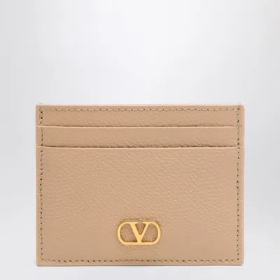 Valentino Vlogo Signature Credit Card Holder Rose Sand In Neutral