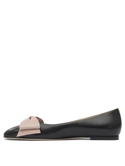 Valentino Round Toe Ballerina Shoes With Bow Detail In Black
