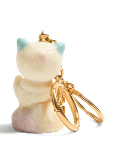 Valentino Portachiavi Le Chat De La Maison Multicolor In Metallo E Nylon Donna In Gold