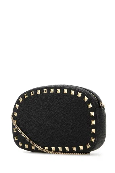 Valentino Borsa A Tracolla Rockstud In Pelle Nera Donna