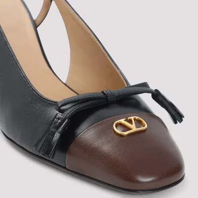 Valentino Valet Du Roi Vlogo Leather Slingback Pumps In Black