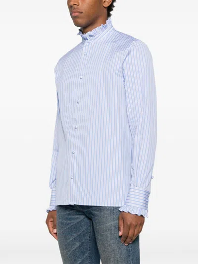Valentino Striped Cotton Shirt In Blue