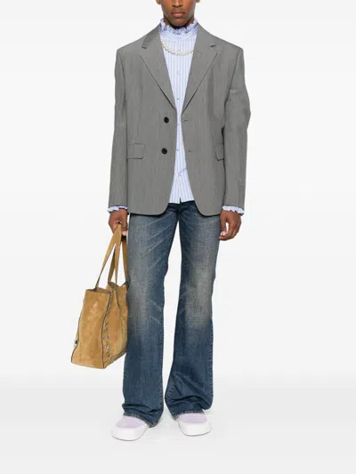 Valentino Striped Cotton Shirt In Blue