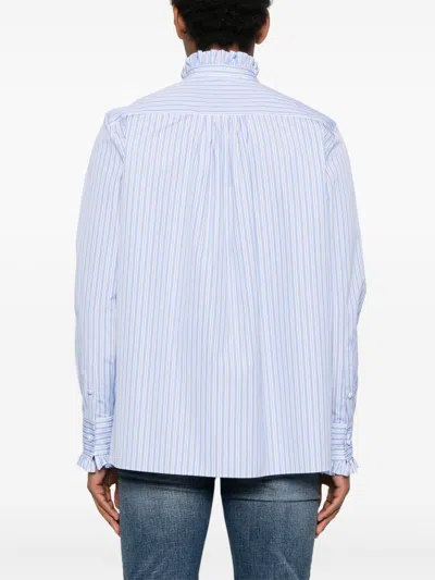Valentino Striped Cotton Shirt In Blue
