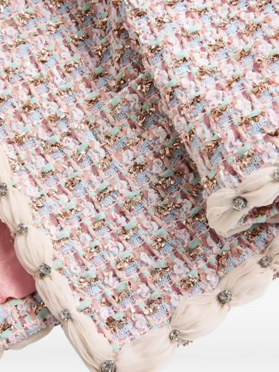 Valentino Short Jacket With Tweed Texture And Button Detailing In Pink