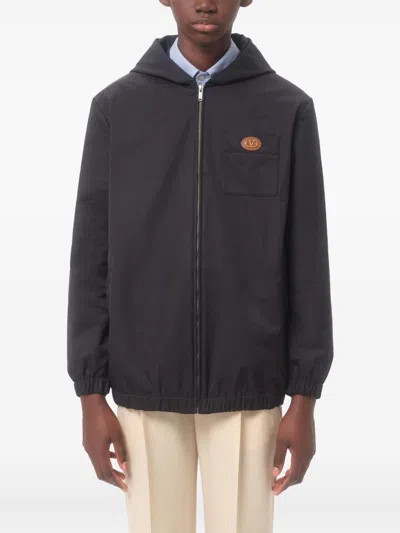 Valentino Vlogo Signature Caban Jacket In Burgundy