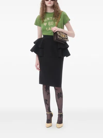 Valentino Wool And Silk Midi Skirt In Black
