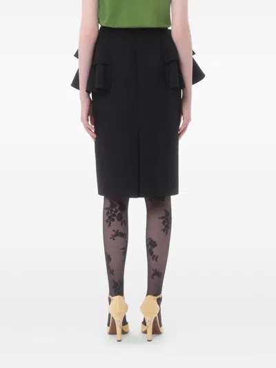 Valentino Wool And Silk Midi Skirt In Black