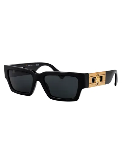 Versace Havana Acetate Sunglasses In Black