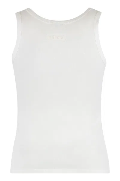 Versace Logo Cotton Tank Top In White
