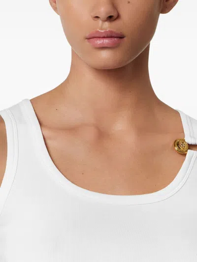 Versace Logo Cotton Tank Top In White