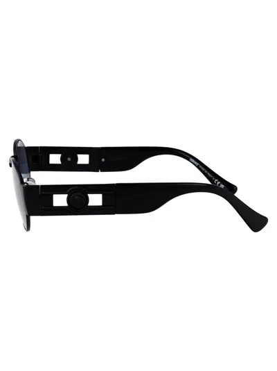 Versace Matte Black Steel Sunglasses In Black