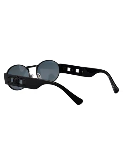 Versace Matte Black Steel Sunglasses In Black
