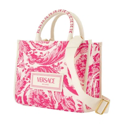 Versace Petit Fourre-tout En Raphia Barocco Athena In Pink