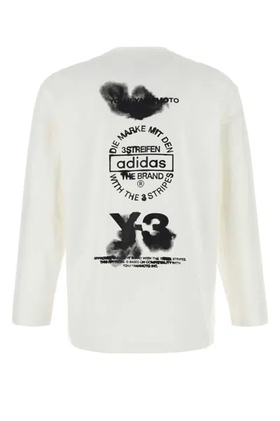 Y-3 Graphic Print Crew Neck Long Sleeve T-shirt In White