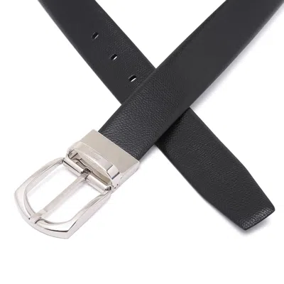 Zegna Black Alpina Engraved Leather And Leather Reversible Belt In Black