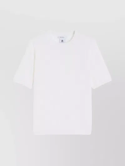 Max Mara Basic Slim Fit Wool Sweater Crew Neck In White