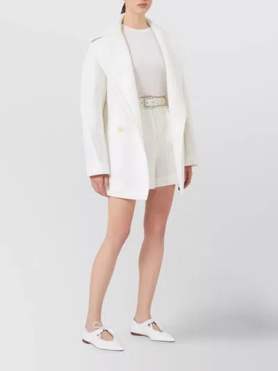 Max Mara Basic Slim Fit Wool Sweater Crew Neck In White