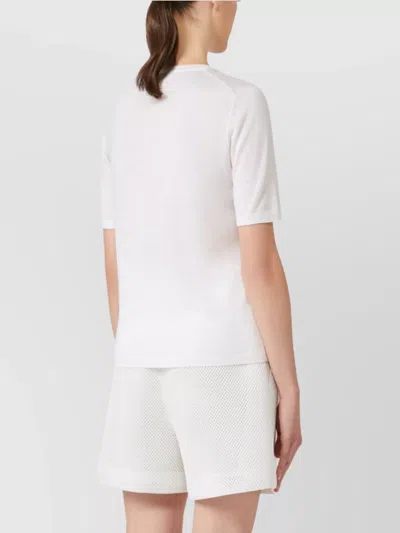 Max Mara Basic Slim Fit Wool Sweater Crew Neck In White