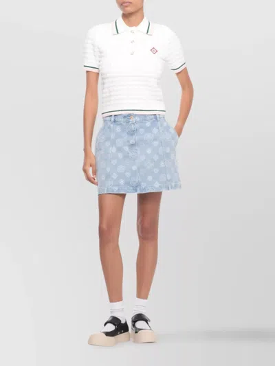 Casablanca Cotton Bouclé Polo Shirt In White