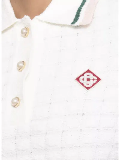 Casablanca Cotton Bouclé Polo Shirt In White