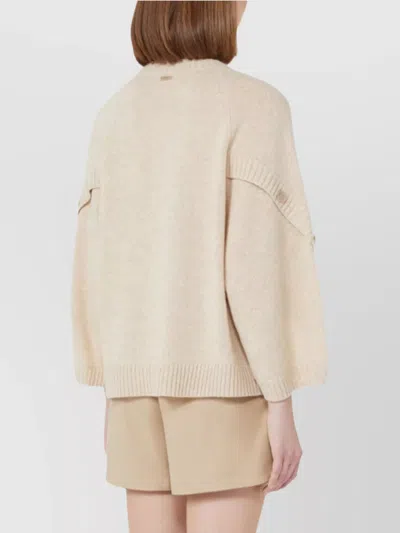 Max Mara Crossover Detail Oversized Wool And Cashmere Sweater In Neutral
