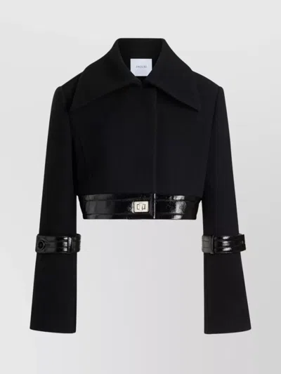 Patou Cropped Lock Jacket In Sustainable Wool Blend In Black