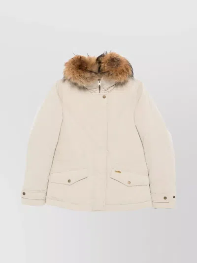 Woolrich Insulated Jackets Featuring Fur Trim In White