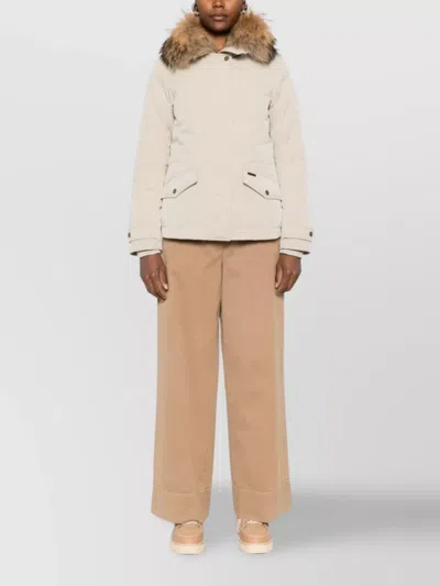 Woolrich Insulated Jackets Featuring Fur Trim In White