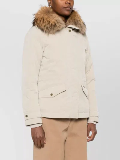 Woolrich Insulated Jackets Featuring Fur Trim In White